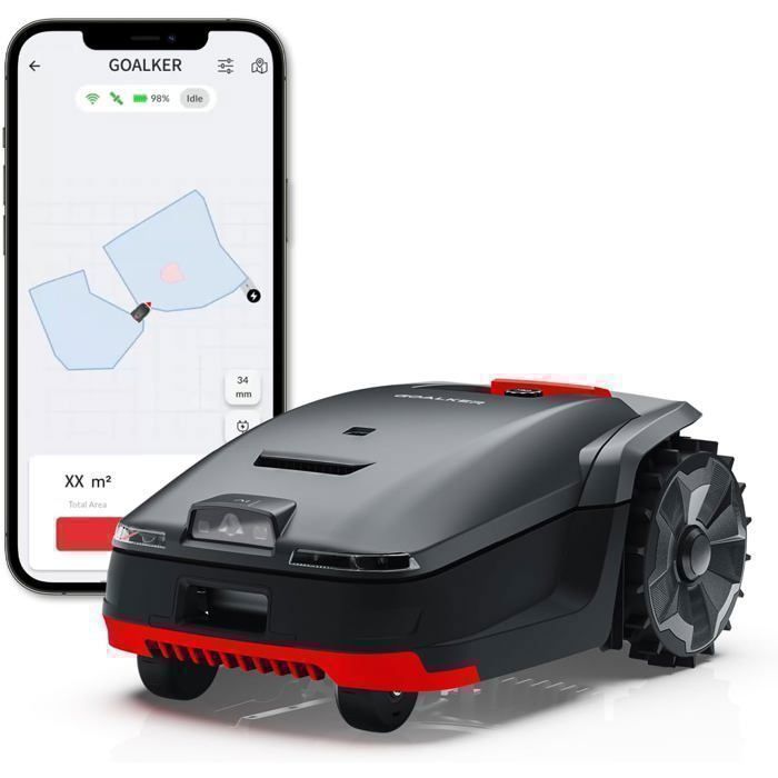Robot tondeuse GOALKER H1 2000 m² sans câble périphérique RTK VSLAM cartographie auto évitement IA et double ToF pente 45 %