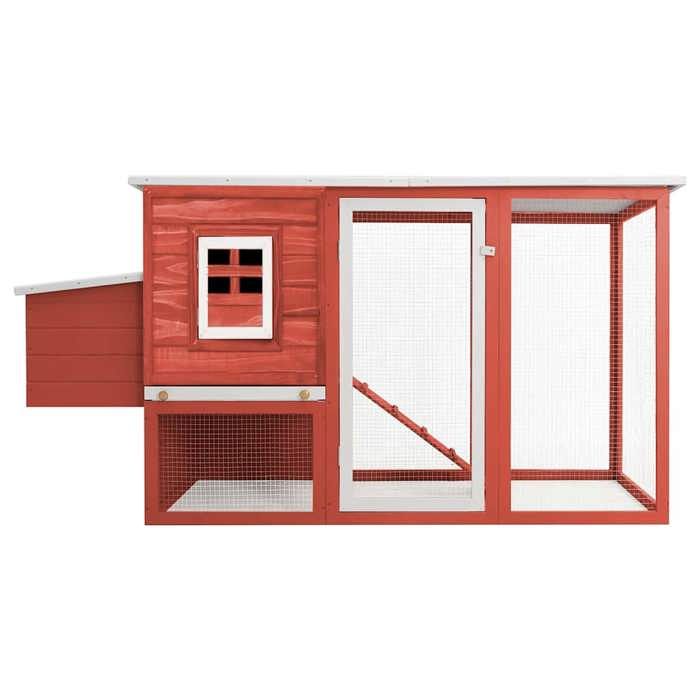 VIDAXL Poulailler dextérieur - enclos de qualité - avec 1 nichoir Rouge Bois - (202x75x98 cm) BONNE18