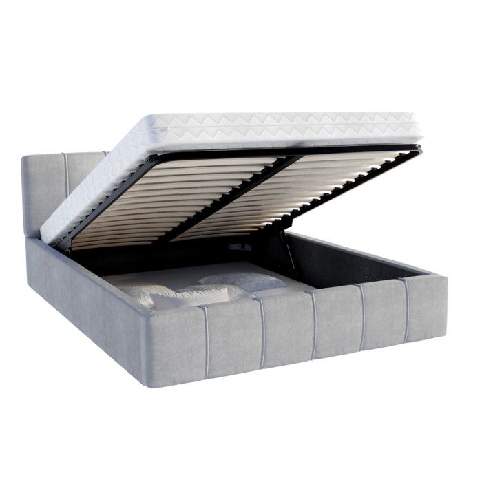 Lit Coffre Florida 120x190 - Sommier inclus Gris clair Lit Coffre Florida 120x190 - Sommier inclus Gris clair