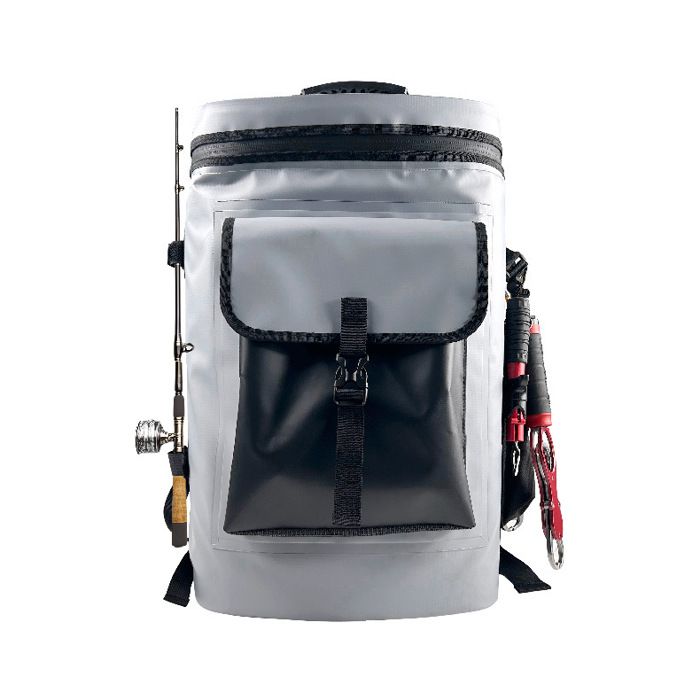 Gris Sac à dos étanche PVC 30L grande capacité sac pêche multifonction glacière isotherme sac à cannes sac poisson vivier
