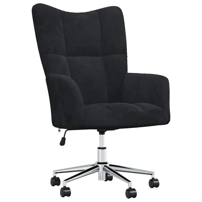 Chaise de relaxation à roulettes réglable au design élégant - vidaXL - velours noir - 615 x 69 x 945-102 cm - rotation 360° hzl94g