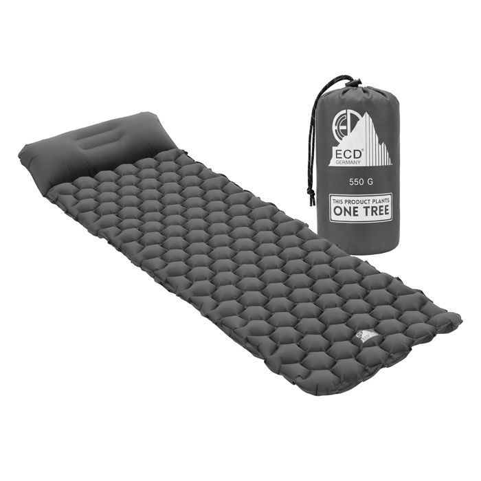 Matelas de camping gonflant - ECD Germany - Gris - Pour randonnée portable avec sac de transport