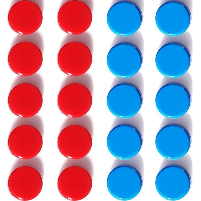 Aimant Frigo Puissant 20PCS Magnets Tableau Magnétique Rond pour école Bureau Frigo (Rouge + Bleue) Red+blue