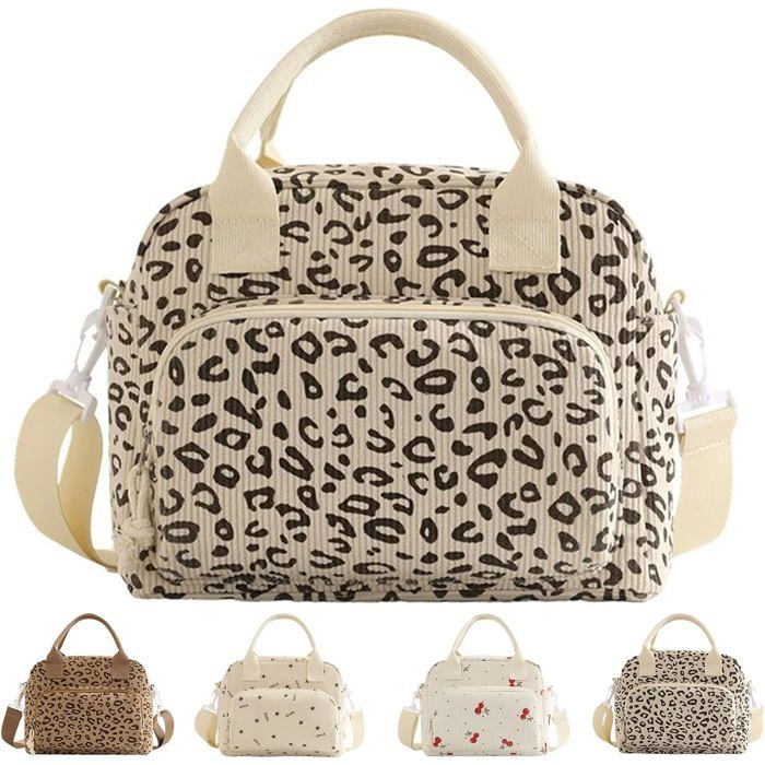 Sac isotherme repas 10L léopard - Lunch bag thermique femme avec bandoulière pour bureau et pique-nique - 28.5x16x22cm