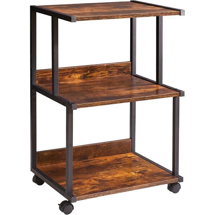 Support dimprimante avec étagère de Rangement Table dimprimante à 3 Niveaux avec roulettes Chariot dimprimante pour Organisation