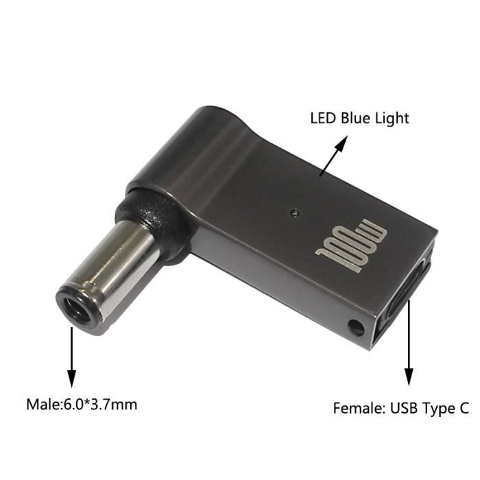 Adaptateur USB-C Vers DC 100W Pour Chargeur Ordinateur Portable Asus - Prises 4.0x1.35 Mm - Compatible ZenBook, Vivobook, Chromebook