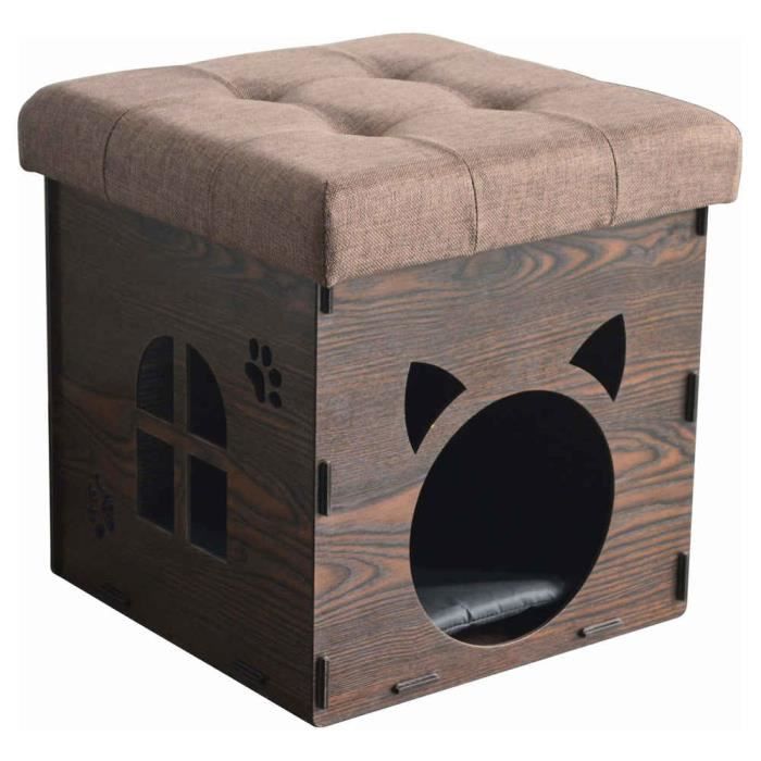 Niche Pouf Deco En Bois Pour Chat Animalis Achat Vente Niche Niche Pouf Deco En Bois Pour Cdiscount