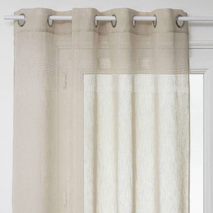 Tenda ATMOSPHERA In Lino Beige Con Motivo Ricamato – 140x240 Cm – 8 Occhielli