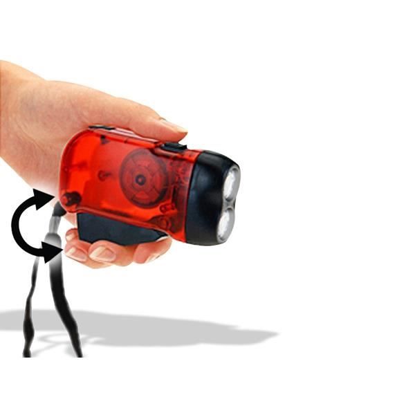 Lampe torche - Dynamo - Rouge - Rechargeable - LED