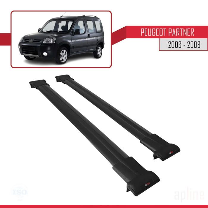 Compatible avec Peugeot Partner 2003-2008 Barres de Toit FLY Modèle Railing Porte-Bagages de voiture NOIR