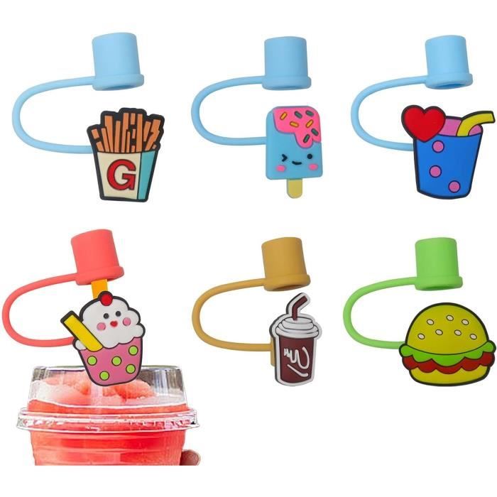 10 Couvercles De Paille Pour Tasse Stanley - Silicone Alimentaire Anti-poussière - Design Fleuri
