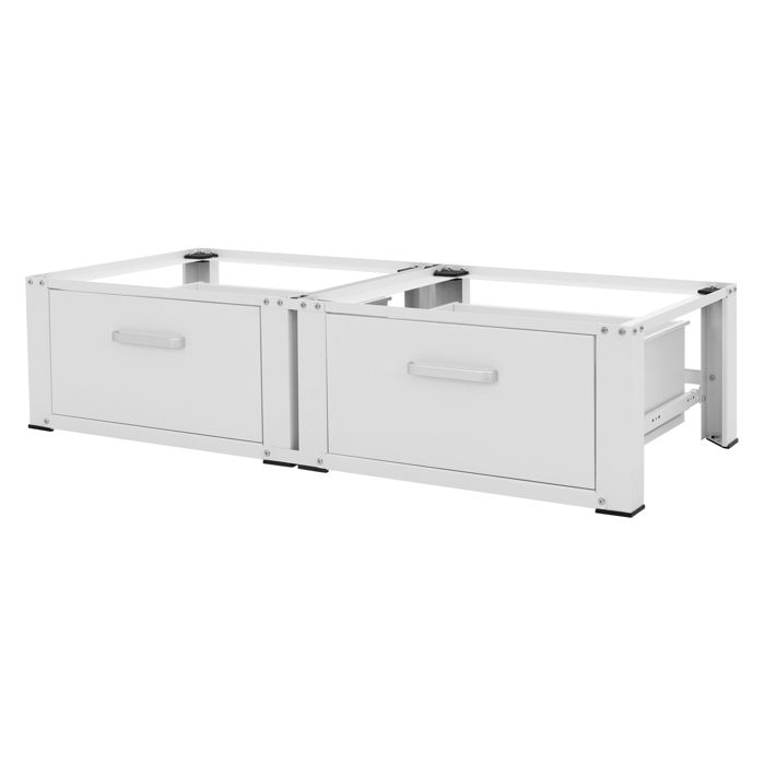 ML-Design Support pour Machine à Laver Double avec 2 Tiroirs Coulissants Blanc 128x535x315 cm Socle avec 2 Compartiments 2x150 - Ml Design