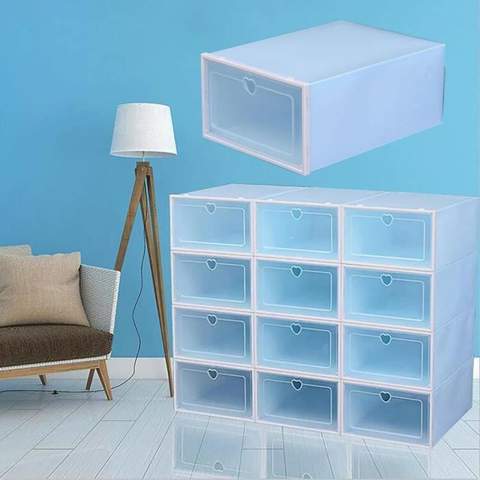 SHIOUCY Lot de 20 boîtes à chaussures, empilables en plastique transparent résistant pour chaussures hommes femmes, 31 x 20 x 11 cm Boîte de rangement empilable