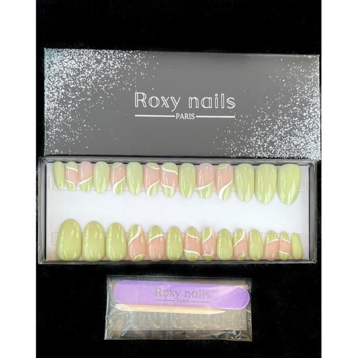 ROXY NAILS Kit de faux onlges Matcha vert tips
