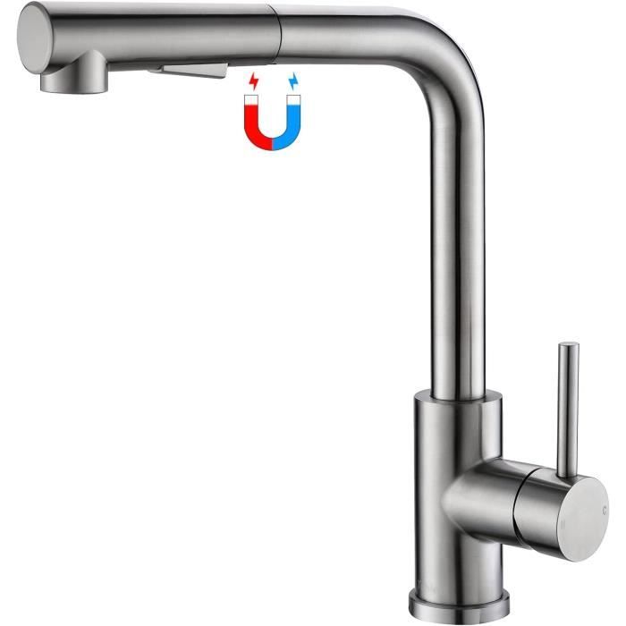 Robinet de cuisine avec pulvérisateur extractible, cascade, robinet d