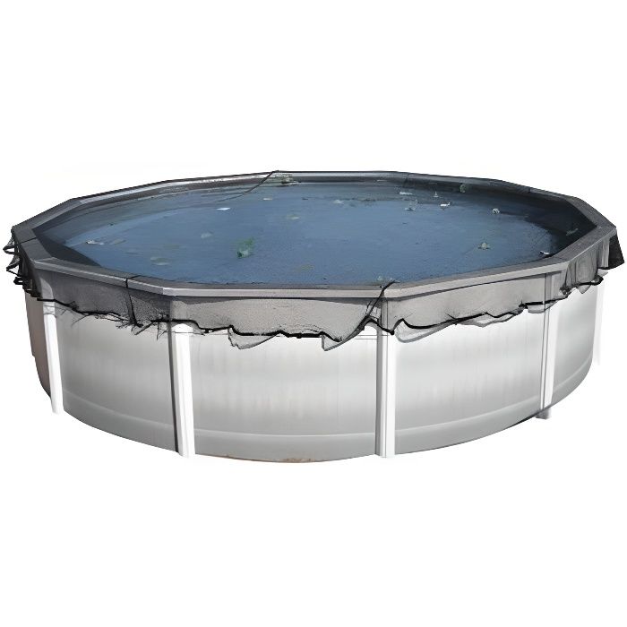 Filet anti feuille piscine hors sol - Bache - Jusqu'à 6.20 m de diamètre - Gris