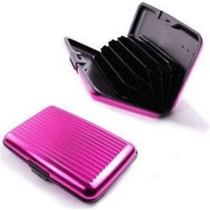 cartes bancaires ASTUCIEUX BOITIER-ETUI-PORTE CARTE ROUGE EN ALUMINIUM