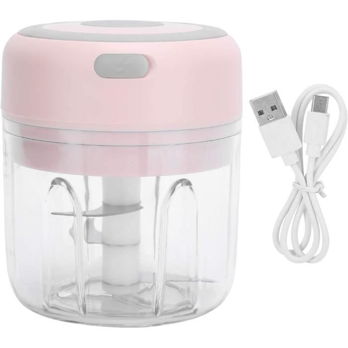 Mini Hachoir Électrique 300ml Rechargeable USB - Hachoir Ail Légumes Viande En Verre, Coupe-Légumes Sans Fil