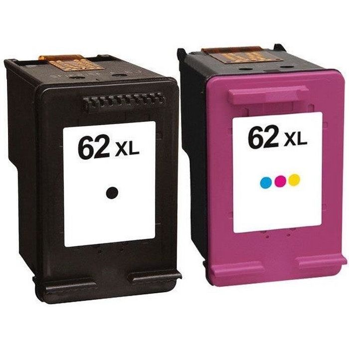 Pack HP 62 noire + hp 62 3 couleurs pour imprimante jet d'encre sur