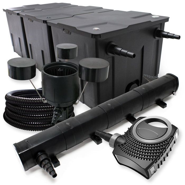 Wiltec Kit complet: CBF-350C Filtre de bassin jusquà 90000 L Biologique NEO10000 pompe de filtration 10000l/h 80W CUV-272 lampe u