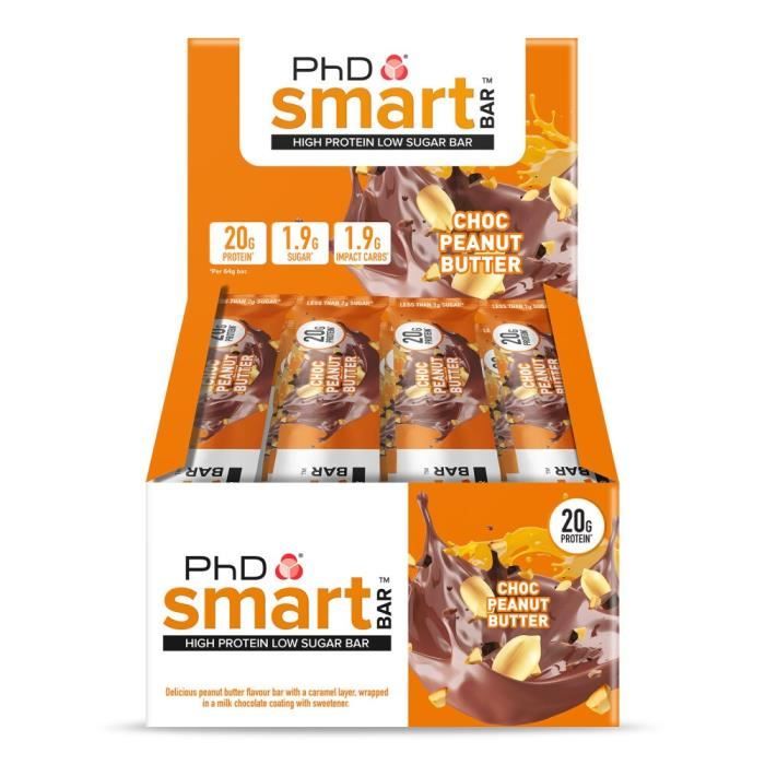 Barres protéinées PhD - Smart Bar - Choc Peanut Butter Boite de 12