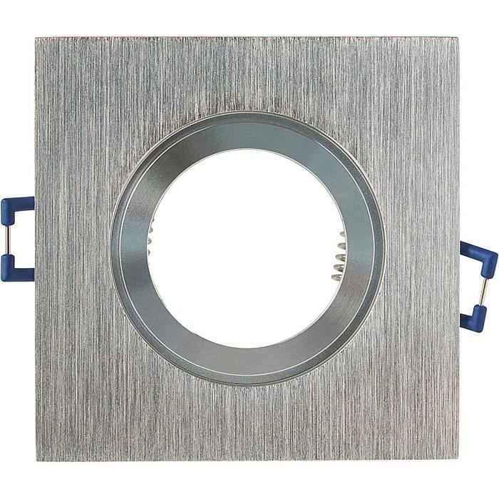 Lot De 10 Cadres Pour Spot Encastrable GU10 - Orientable 30°, Nickel Brossé, Compatible LED/halogène - 14