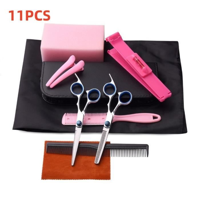 Ciseaux Coiffure - Professionnel - Kit 11 PCS - Outils de Barber - Pour Tous Types de Cheveux - Mixte