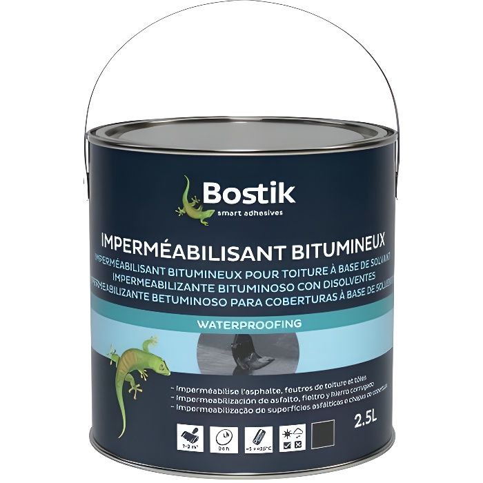 LIQUIDE IMPERMEABILISANT BITUMEUX 2,5L PEINTURE TOITURE TOIT PROTECTION