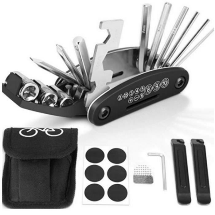 Trousse D'outils De Vélo, Outils Réparer Pour Velo 16 En 1 Ensemble Bicyclette Réparation Kit Outil Multifonction Vélo Réparation
