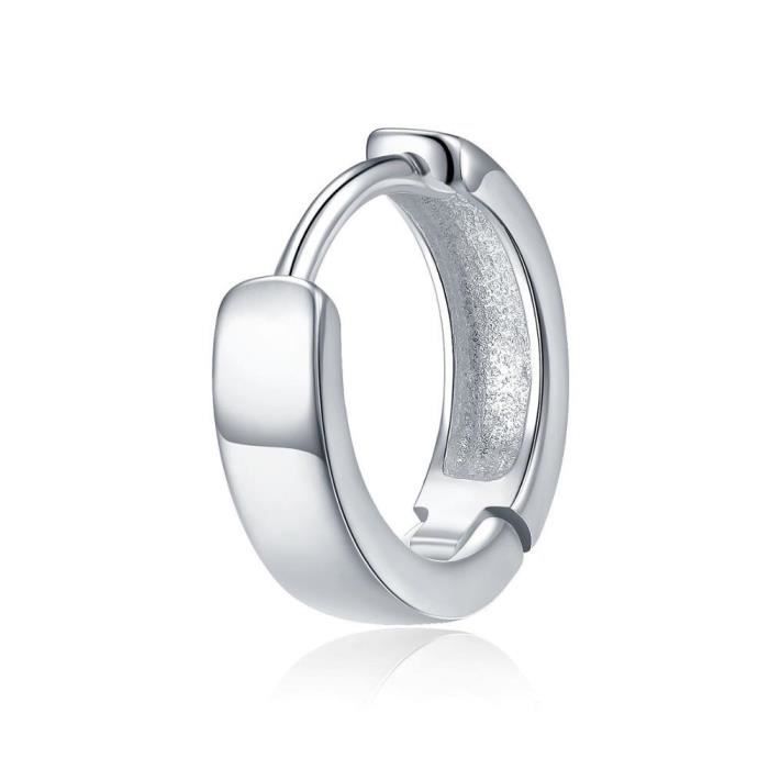 Boucle D'oreille Homme/femme - Double Anneau Argent Sterling 925 Plaqué Noir - 15 Mm - Minimaliste