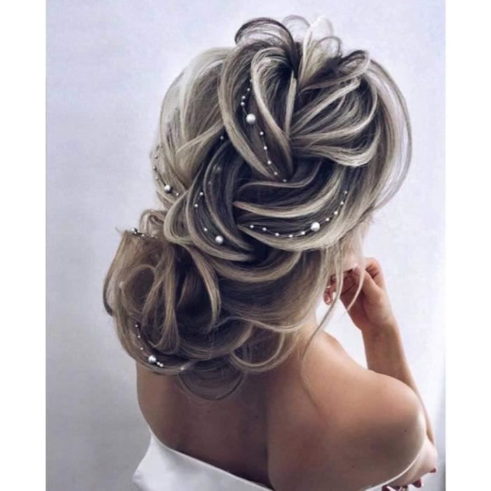 Femmes Perle Bandeau de Mariage, Mode Coiffure Barrettes de Cheveux Art  Hair pour la Mariée/Filles Serre-têtes Accessoires de Décor Portent des  Clips