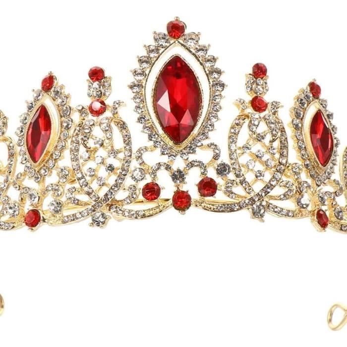 Couleur Or Cristal Tiares Baroque Couronne Ronde Royale Reine King  Couronnes Diadème Prom Mariage Cheveux Bijoux Accessoires