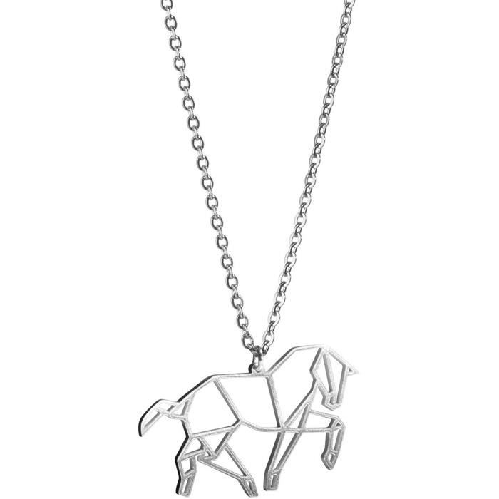 Collier cheval or origami pendentif cheval cheval géométrique