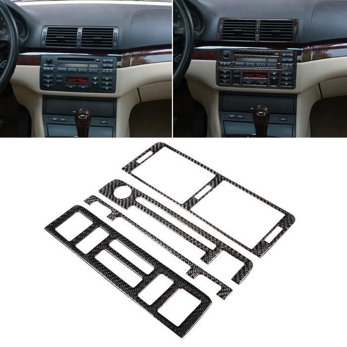 Garnitures décoratives de couverture centrale de voiture en Fiber de  carbone, 2 pièces, accessoires de moulage intérieur pour BMW série Old 3  E46