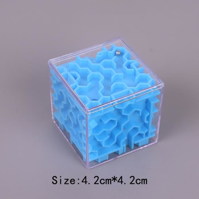 Cube Labyrinthe 3D Bleu - Puzzle Bille Roulante & Cube Magique, Défi Concentration Pour Enfants Et Adultes