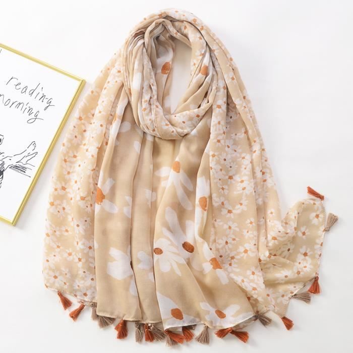 Nouveau Créateur De Mode Viscose écharpe Noir Blanc Fleur Imprimé