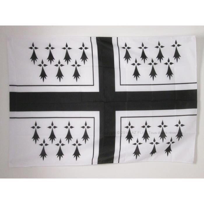 Drapeau Bretagne 45x30cm - AZ FLAG - Polyester Haute Qualité - Bords Cousus - Pour Intérieur/Extérieur