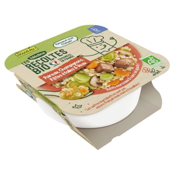 Blédina Les Récoltes Bio, Repas bébé Bio, Dès 12 Mois, Pâtes, Poireau,  Veau, 1x230g - Achat / Vente légumes cuisinés Blédina Les Récoltes Bio,  Repas bébé Bio, Dès 12 Mois, Pâtes, Poireau