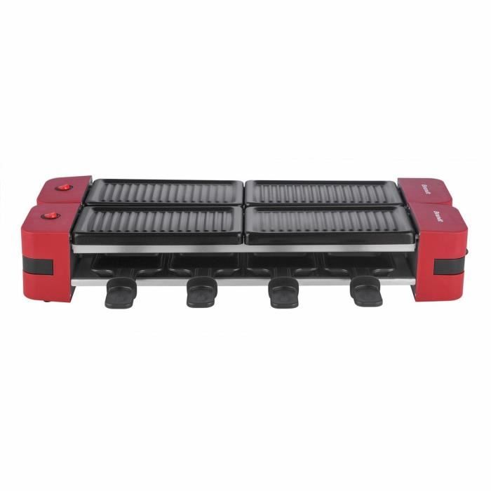 BRANDT Appareil à raclette 1200 watts, 8 personnes ouverture 180 degrés RAC2X4R noir et rouge