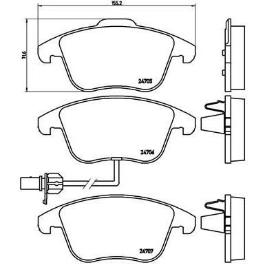 BREMBO Kit de Plaquettes de frein P85113 - 4 pièces