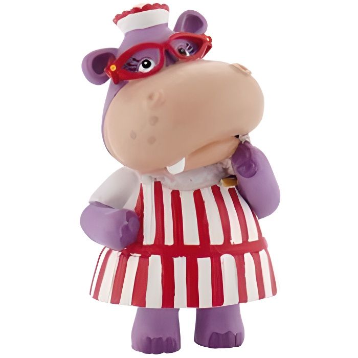 figurine docteur la peluche - bullyland - hallie l'hippopotame - 6 cm - disney licence