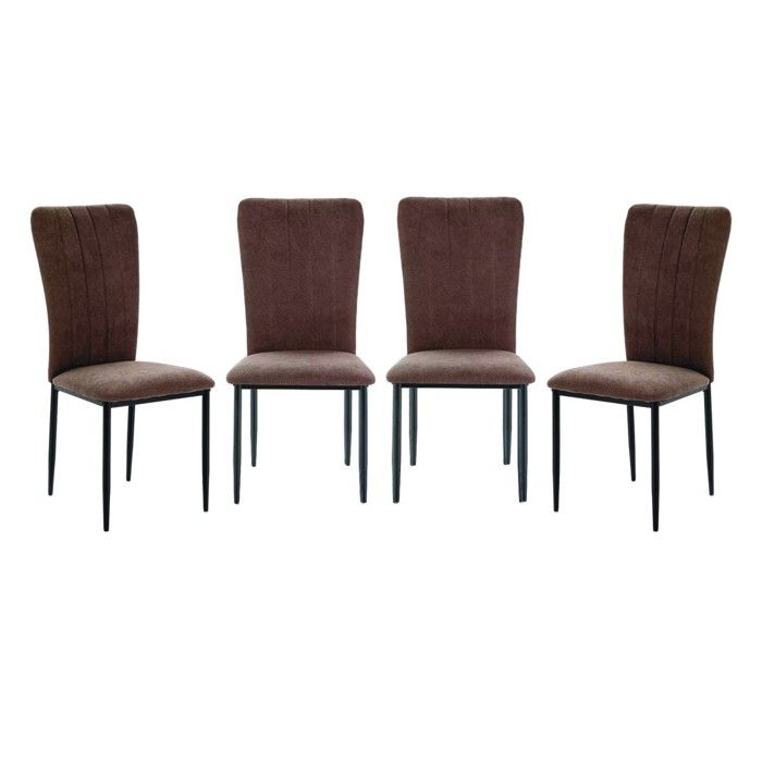 CALICOSY - Lot de 4 chaises en tissu avec pieds en métal noir L43 cm - HOLLY - Marron CALICOSY - Lot de 4 chaises en tissu avec pieds en métal noir L43 cm - HOLLY - Marron