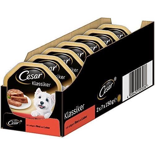 Meilleurs prix pour Cesar Pâtée pour Chiens au bœuf et au Foie - Lot de 7 Paquets de 2 boîtes de 150 g chacune 4008429093036
