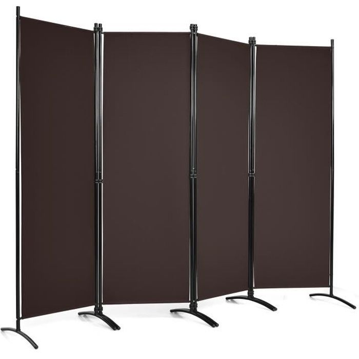 Paravent Sur Roulettes Pliable 4 Panneaux 228x181 Cm - Séparateur De Pièce Opaque Beige Pour Salon Chambre