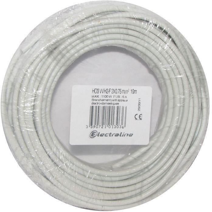 Câble méplat HO3VVH2F HO3VVH2F - 2x0.75 mm² - couronne 10 m - blanc