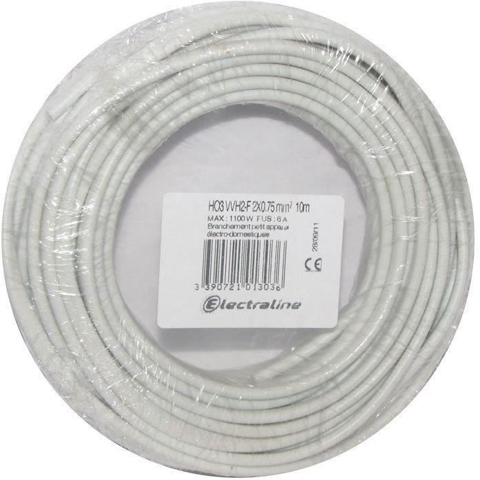 Câble Alimentation Zenitech 2x0,75mm² - 5m Noir - Pour Appareils Domestiques
