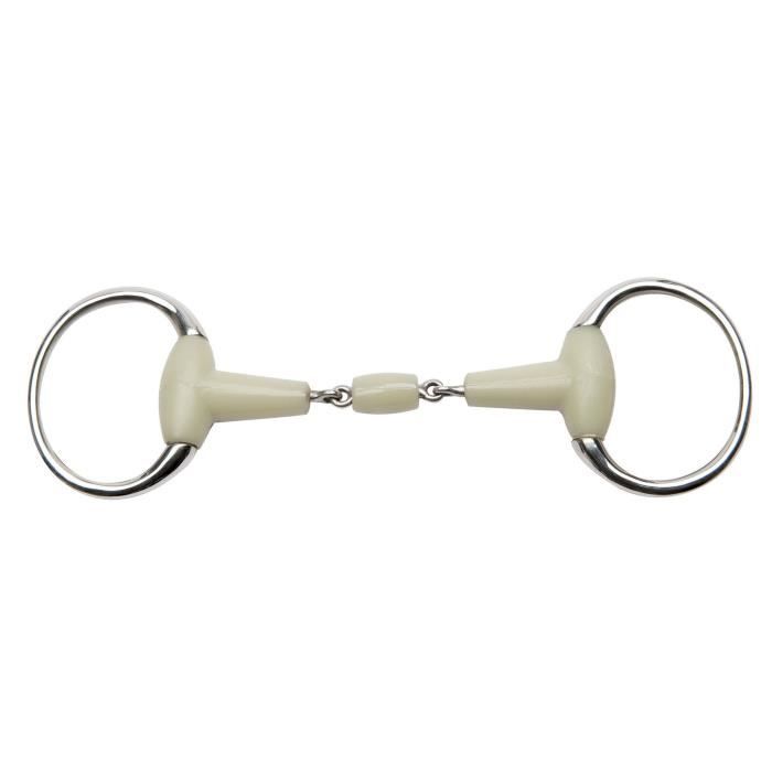 Mors Baucher Double Brisure Pour Cheval - En Fer Doux Bleu, Joues Pendantes - Favorise Flexion Et Salivation
