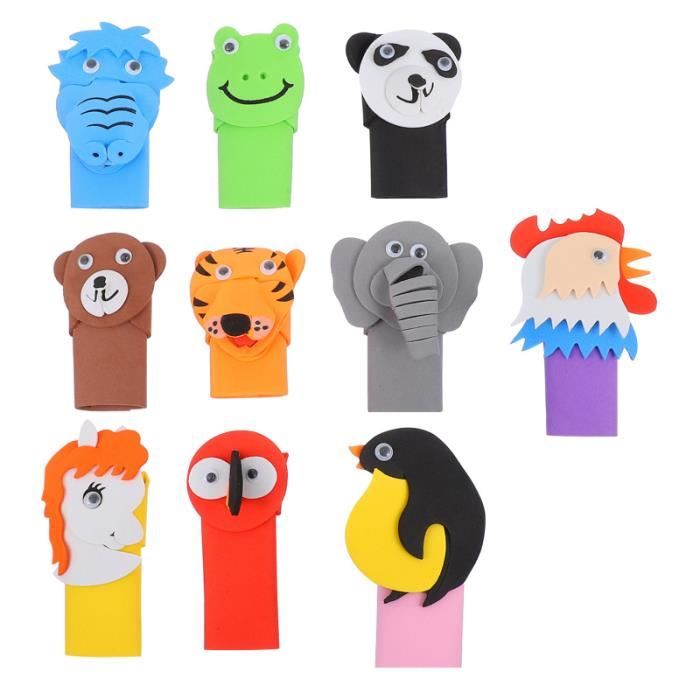 Marionnettes à Main Animaux Jungle - Lion, éléphant, Singe, Zèbre, Pour Enfants 3-8 Ans