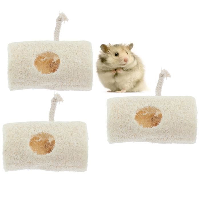 Jouet molaire - HOMYL - 2 loofah - Luffa naturel - Pour petits animaux - Beige