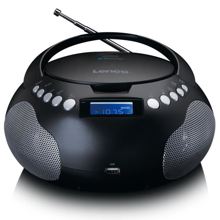 Radio portable lecteur CD/MP3 USB Bluetooth® Lenco SCD-331BK Noir-Argent
